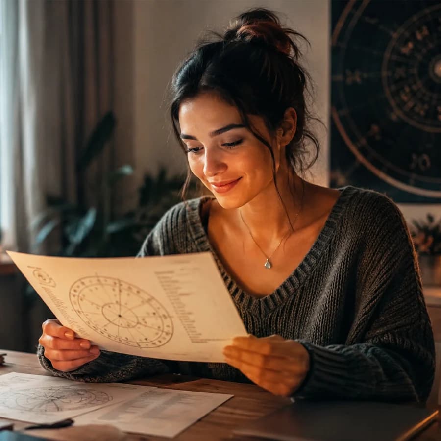 Mujer consultando su carta astral